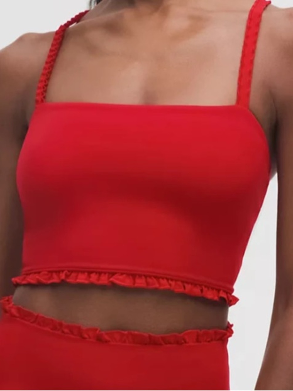 Lululemon Ruffle Strap Cropped Tank Top Red XXS NWOT